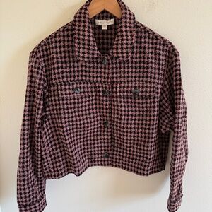 Amour Vert Pink and Black Houndstooth Jacket Blazer